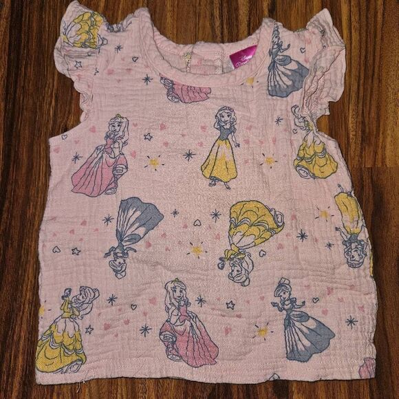 5 For $25 Disney Princess Pink 2 Piece Cotton Outfit With Flutter Sleeves 3T - Picture 4 of 8